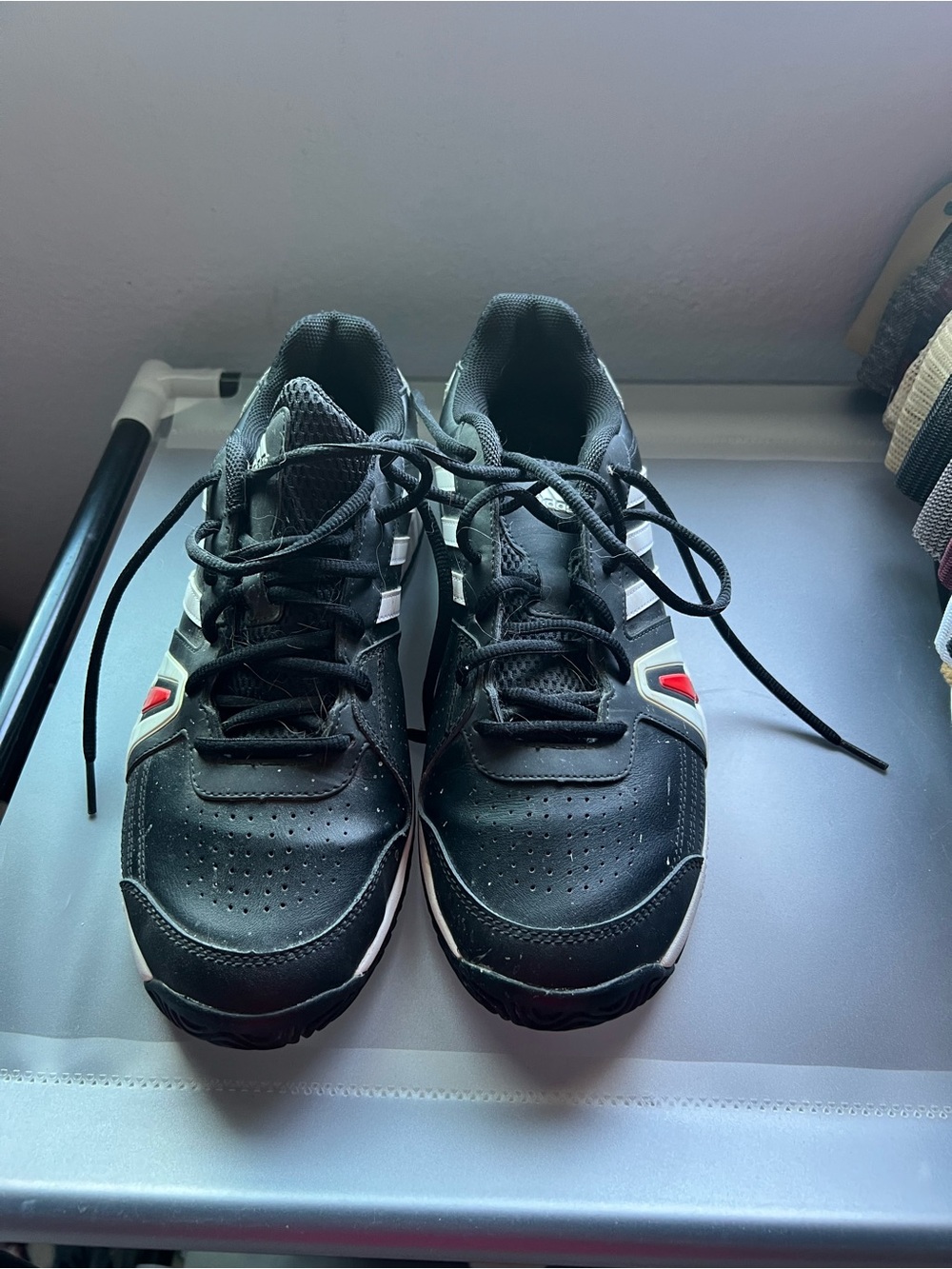 Men's Black Adidas Sneakers with Red Accent